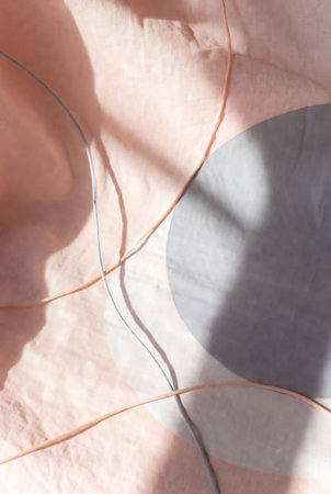 Abstract light and shadow on a white fabric background. Copy space.の素材