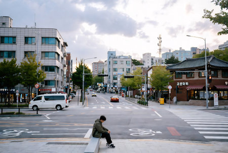 Street view of Seoul, South Korea.の素材