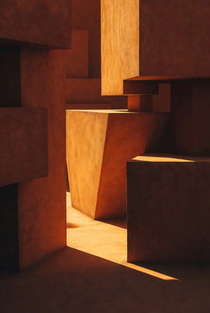 3d rendering of abstract geometric forms. Background with podiums.の素材