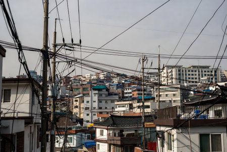 Houses in the city of Seoul in South Korea in East Asiaの素材