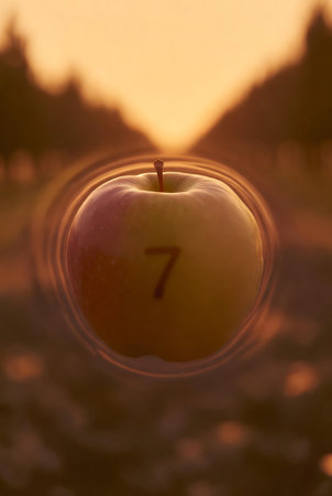 Apples in the garden at sunset. Shallow depth of field.の素材