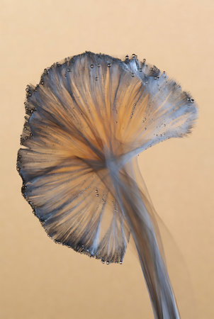 mushroom in water on a beige background close-upの素材