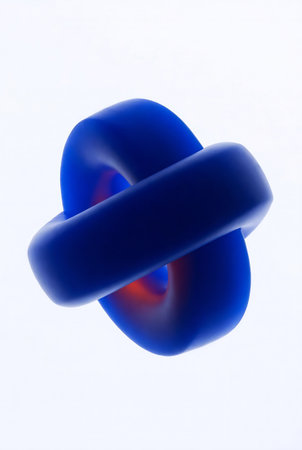 Blue chain on white background. Computer generated 3D photo rendering.の素材