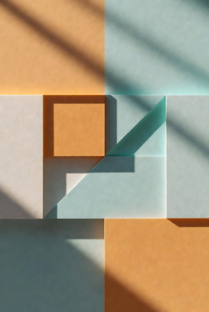 Abstract geometric background with shadows and light. 3d render illustration.の素材