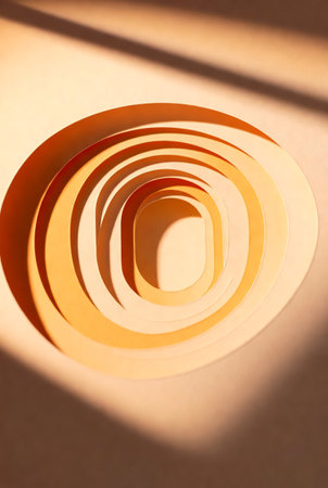 Spiral of orange paper. Abstract background. 3D rendering.の素材