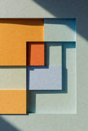 Abstract geometric background of colored sheets of paper with shadows from the windowの素材
