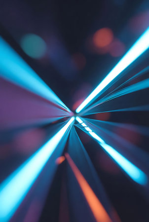 abstract background of blue and pink lights in a tunnel. 3d renderingの素材