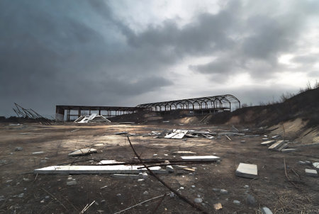 Ruins of a very heavily polluted industrial factory, place was known as one of the most polluted cities in Europe.の素材