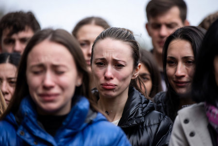 Ukrainian people protest. Thousands of people gathered in Kiev to demand tougher sanctions on Russia from British Government.の素材