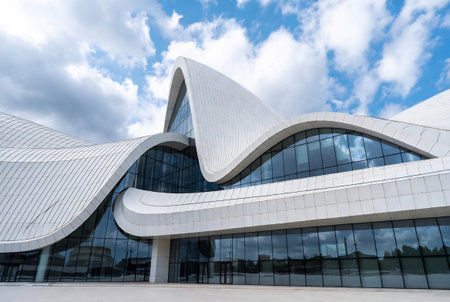 Modern architecture of Heydar Aliyev Center in Istanbul, Turkeyの素材