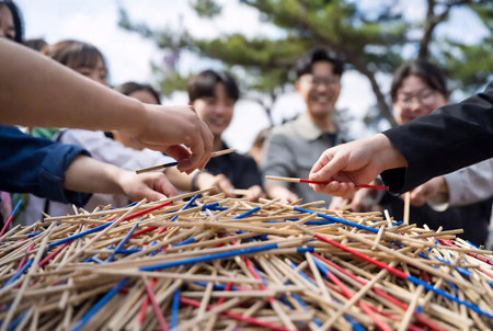 Korean people and foreigner travelers visit and pray at Hwaseongsa Temple in Busan, South Koreaの素材