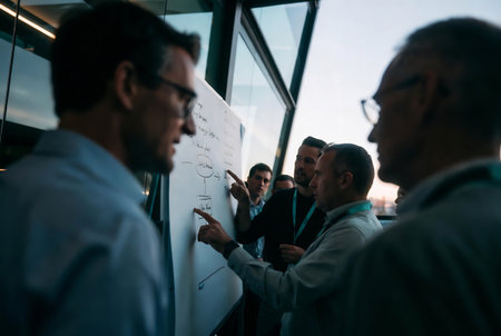 Group of business people discussing business plan in the office. Selective focusの素材