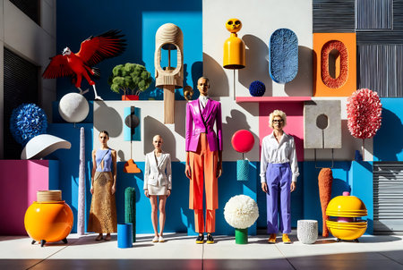 Group of diverse people posing in modern art studio. Multiethnic group of people.の素材