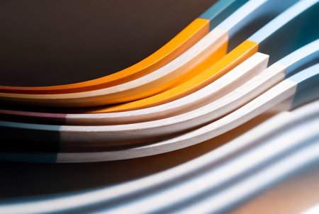 Colorful paper strips on dark background. Shallow depth of field.の素材
