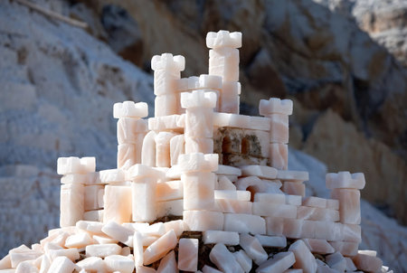 Pile of white salt in the desert, closeup of photoの素材
