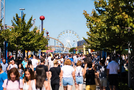 people visit Frankfurt am Main amusement park in Germanyの素材