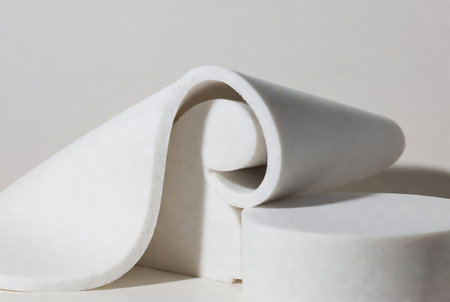 White paper rolls on a light background, close-up, macroの素材