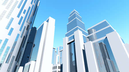 Concept on Clean White City 3D render 