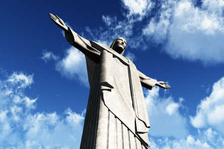 Jesus Statue in Rio De Janeiro Brazil Corcovado Mountain 3D render のeditorial素材