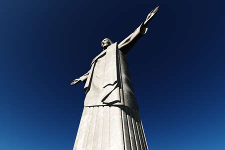 Jesus Statue in Rio De Janeiro Brazil Corcovado Mountain 3D render のeditorial素材