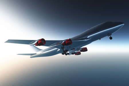 Airplane flying 3D render