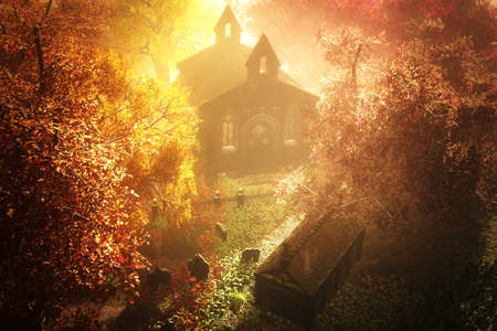 Cemetery Crypt 3D renderの写真素材