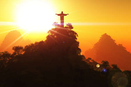 Corcovado Mountain in the Sunsetのeditorial素材