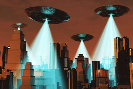 Ufo Flying on Earth at Night over Field