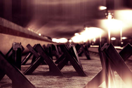 Berlin Wall 3D artwork presenting the inner area of the heavily guarded and protected border-line between East and West Berlinの写真素材