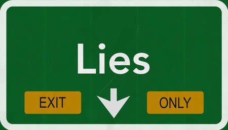 Lies Highway Road Sign Exit Only Conceptの写真素材
