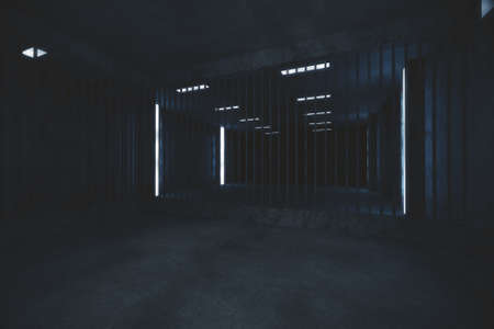 Old Worn Out Dwelled Private Prison Cell Scene 3D Illustrationの写真素材