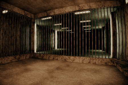 Old Worn Out Dwelled Private Prison Cell Scene 3D Illustration