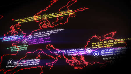 Map of Major Terrorist Attacks in Europe between 2000-2016 Illustration