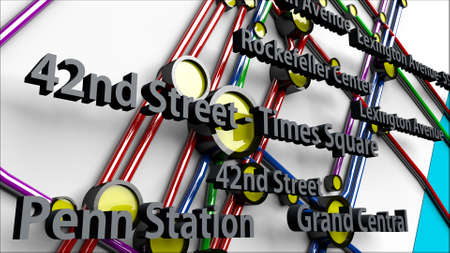 Subway Lines and Stations of New York City subways Manhattan 3D IllustrationThis is NOT the official...