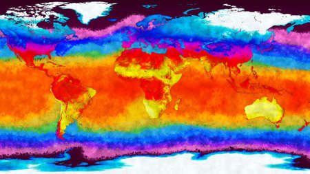 Earth Landmass and Water Surface Global Warming Concept Illustrationの写真素材