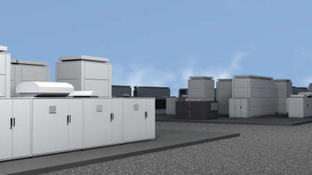 Sodium-Sulfur so called NAS Battery Park Photorealistic 3D Illustration