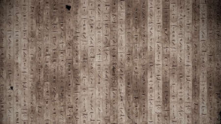 Egyptian Hieroglyphs Ancient Stone Wall Vintage Illustration