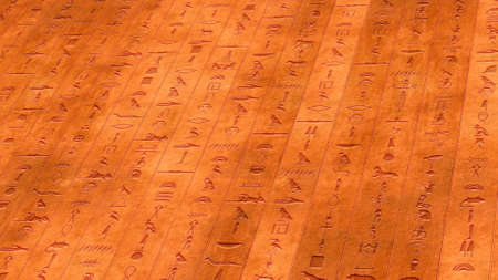 Egyptian Hieroglyphs Ancient Stone Wall Illustrationの写真素材