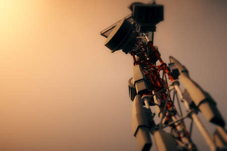 5G Telecommunication Tower in Sunset Sunrise 3D Illustration