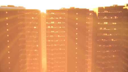 Overpopulated Dystopia Building Blocks in Big City Metropolis 3D Illustrationの写真素材