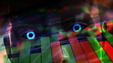 Artificial Intelligence Algorithm Trading Stock Market 3D Illustrationの写真素材