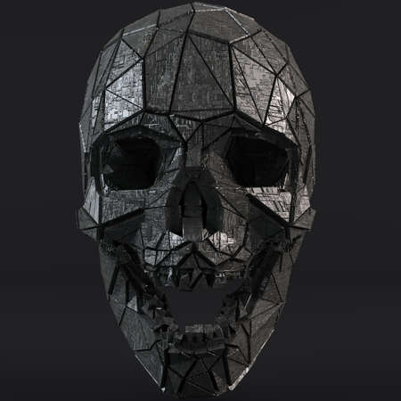 Science Fiction Fantasy Futuristic Human Skull 3D Illustrationの写真素材