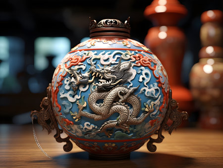 Ancient Chinese Porcelain Handcrafted Wonderful  Ornament AI Artworkの素材