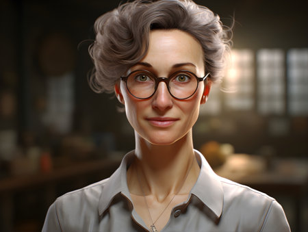 Portrait of a beautiful businesswoman wearing glasses and looking at cameraの素材