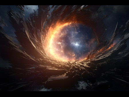 Galaxy in deep space. Science fiction art. 3D renderingの素材
