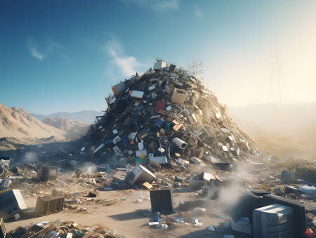 Big pile of garbage in the trash dump. Pollution concept.の素材