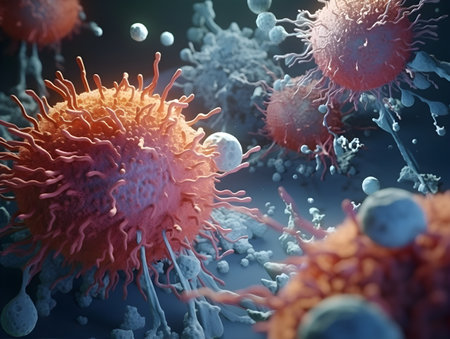 cancer cell or tumor illustration in high detail as a medical science conceptの素材