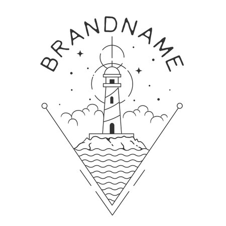 Vector illustration of a lighthouse in the form of a triangle with the inscription Brand Awareness.のイラスト素材