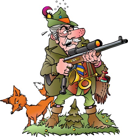 Vector cartoon illustration of a old foolish hunterのイラスト素材