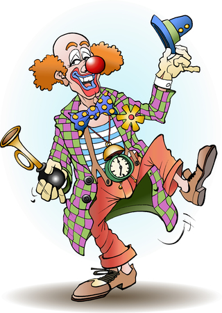 Circus clown greets cartoon illustration vector drawingのイラスト素材